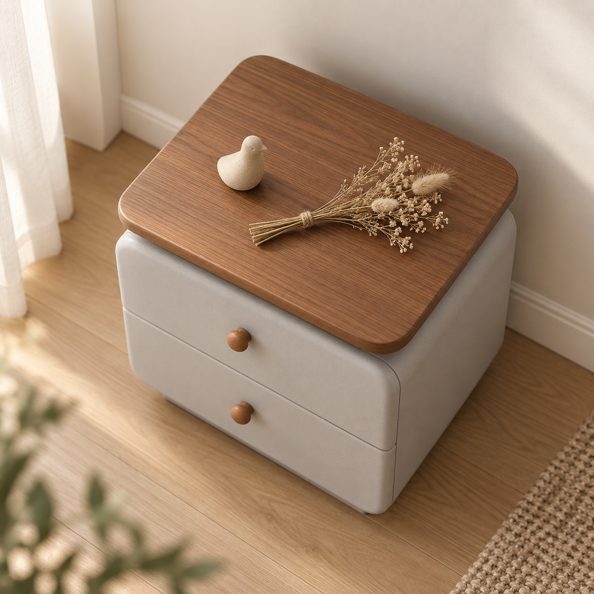 NOOKMONT Softform Woodtop 2-Drawer Nightstand