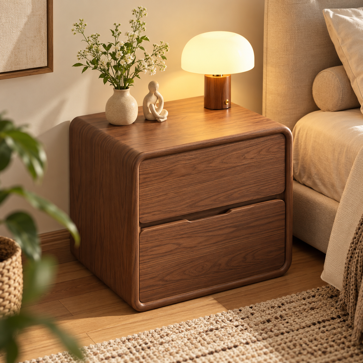 NOOKMONT Softform Walnut 2-Drawer Nightstand