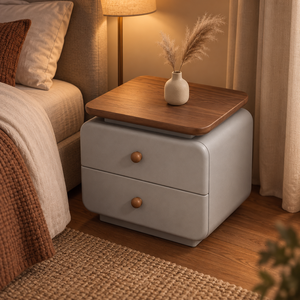 NOOKMONT Softform Woodtop 2-Drawer Nightstand