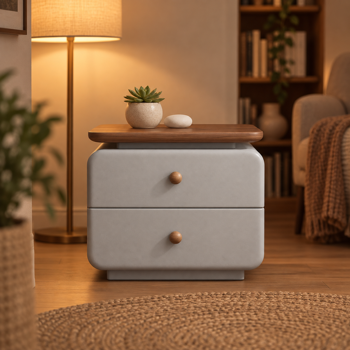 NOOKMONT Softform Woodtop 2-Drawer Nightstand