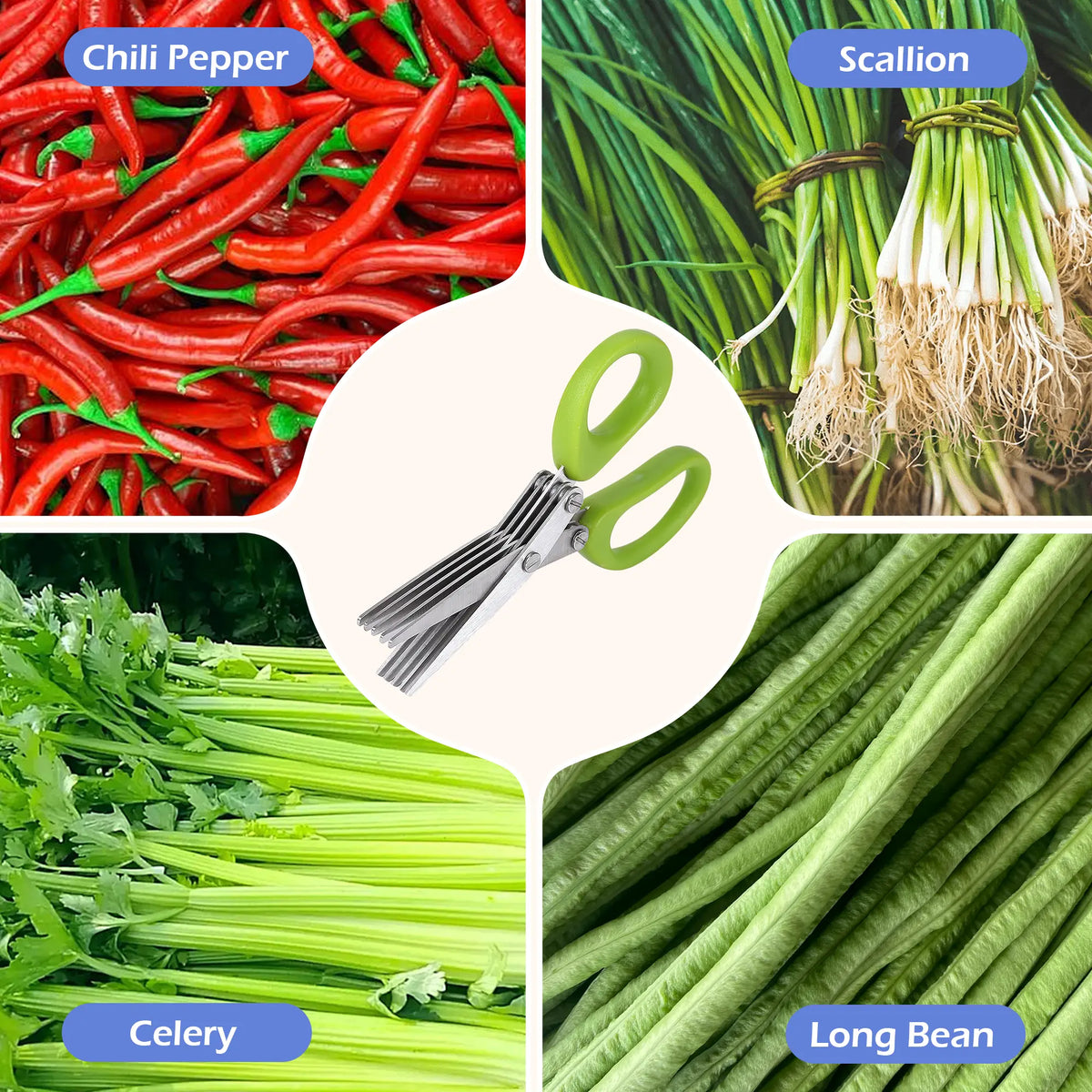 Camp Kitchen Stainless Steel Scissors Set - 1 Count 5-Layer Coriander & Herb Shears, Rust-Proof Multi-Edge Design, Easy-to-Clean Residue Removal Utensils, Birthday Gifts for Men/Boyfriends