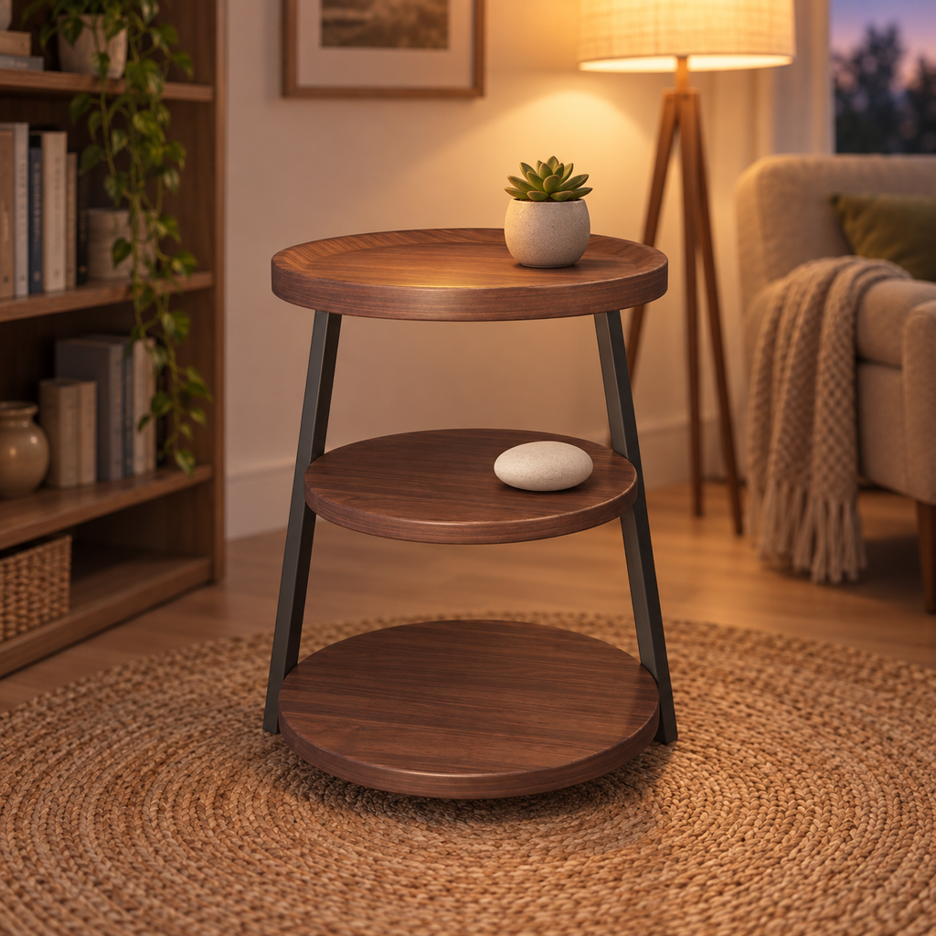 NOOKMONT Frame Round 3-Tier Side Table