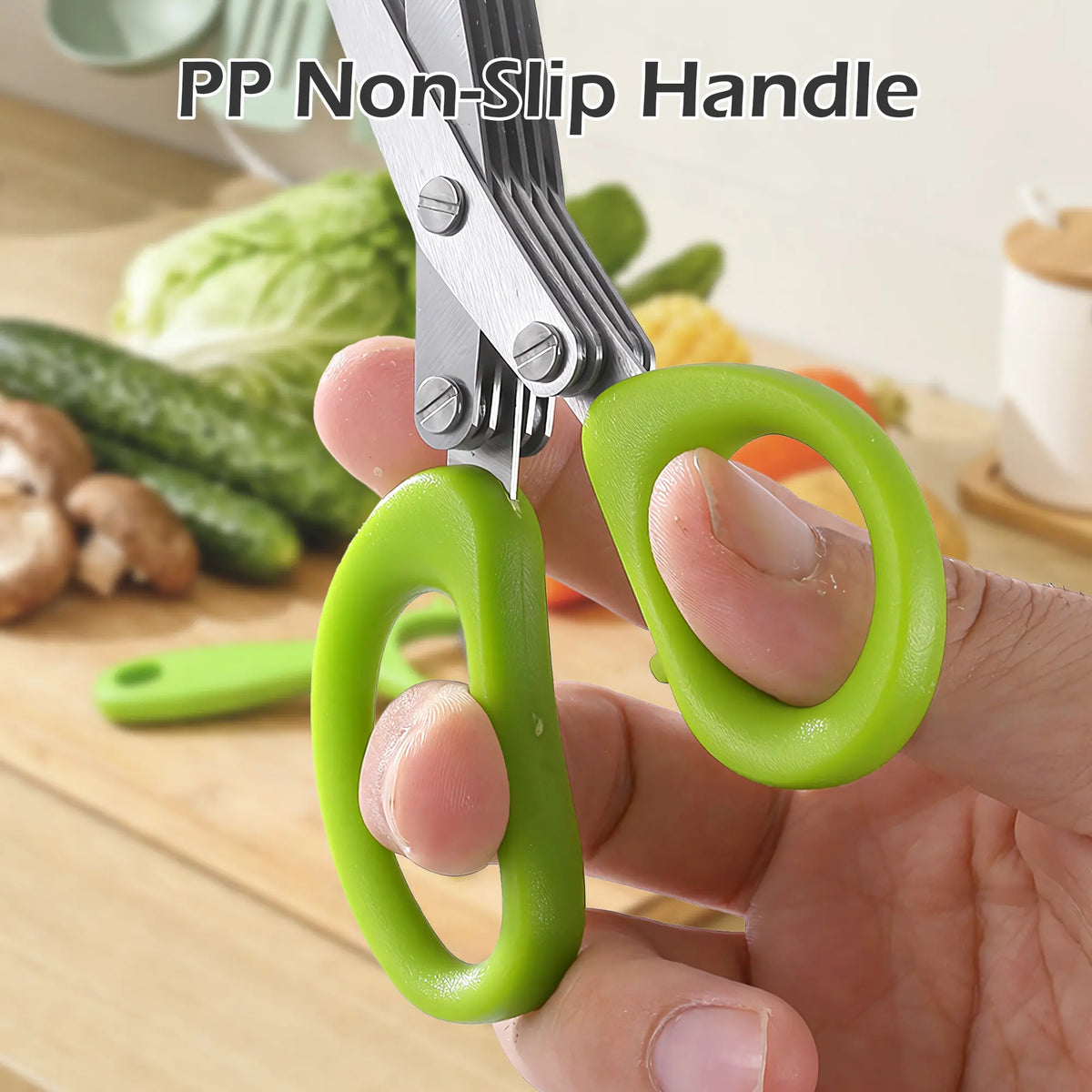 Camp Kitchen Stainless Steel Scissors Set - 1 Count 5-Layer Coriander & Herb Shears, Rust-Proof Multi-Edge Design, Easy-to-Clean Residue Removal Utensils, Birthday Gifts for Men/Boyfriends