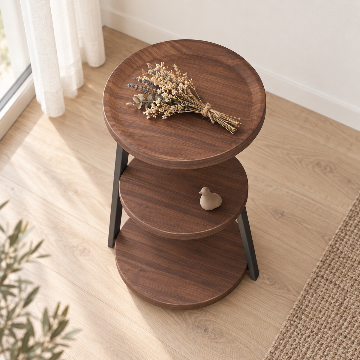 NOOKMONT Frame Round 3-Tier Side Table