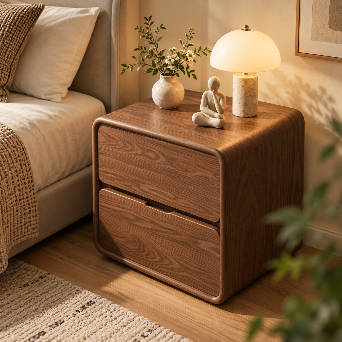 NOOKMONT Softform Walnut 2-Drawer Nightstand