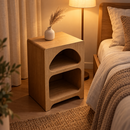 NOOKMONT Arc Duo Open-Shelf Nightstand