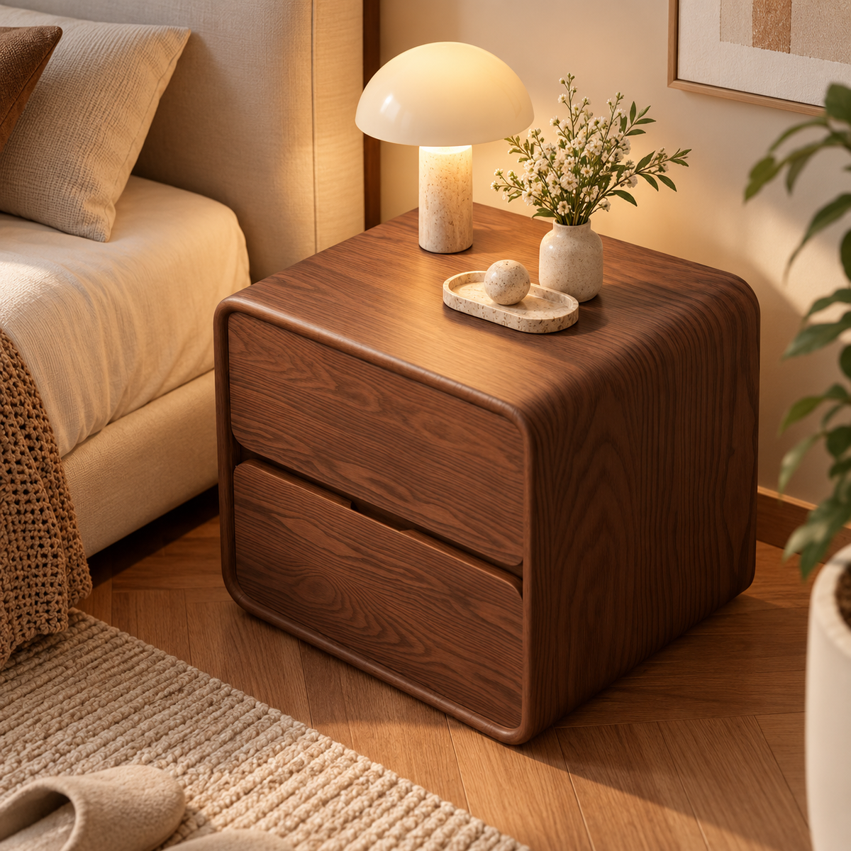 NOOKMONT Softform Walnut 2-Drawer Nightstand