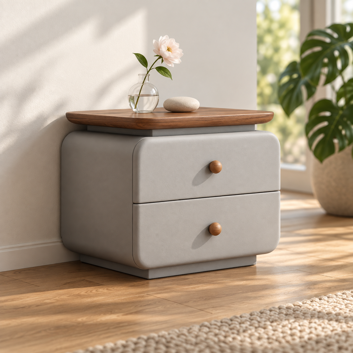 NOOKMONT Softform Woodtop 2-Drawer Nightstand