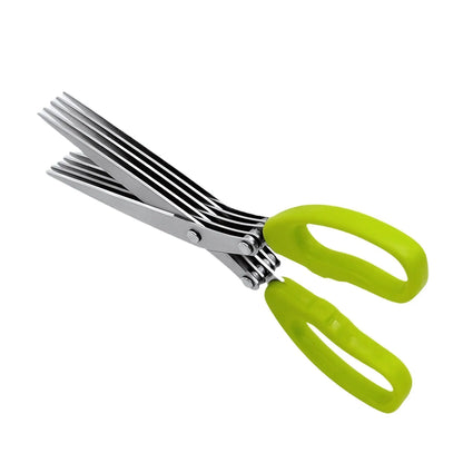 Camp Kitchen Stainless Steel Scissors Set - 1 Count 5-Layer Coriander & Herb Shears, Rust-Proof Multi-Edge Design, Easy-to-Clean Residue Removal Utensils, Birthday Gifts for Men/Boyfriends