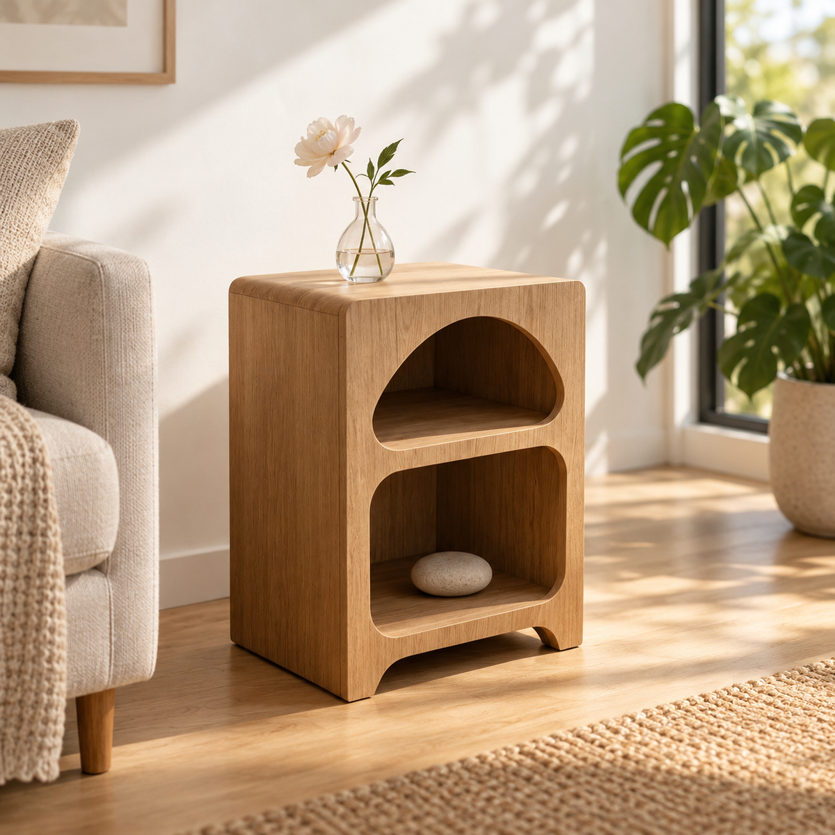 NOOKMONT Arc Duo Open-Shelf Nightstand
