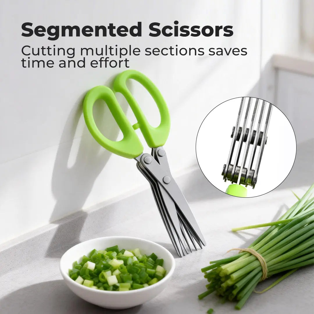 Camp Kitchen Stainless Steel Scissors Set - 1 Count 5-Layer Coriander & Herb Shears, Rust-Proof Multi-Edge Design, Easy-to-Clean Residue Removal Utensils, Birthday Gifts for Men/Boyfriends