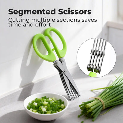 Camp Kitchen Stainless Steel Scissors Set - 1 Count 5-Layer Coriander & Herb Shears, Rust-Proof Multi-Edge Design, Easy-to-Clean Residue Removal Utensils, Birthday Gifts for Men/Boyfriends