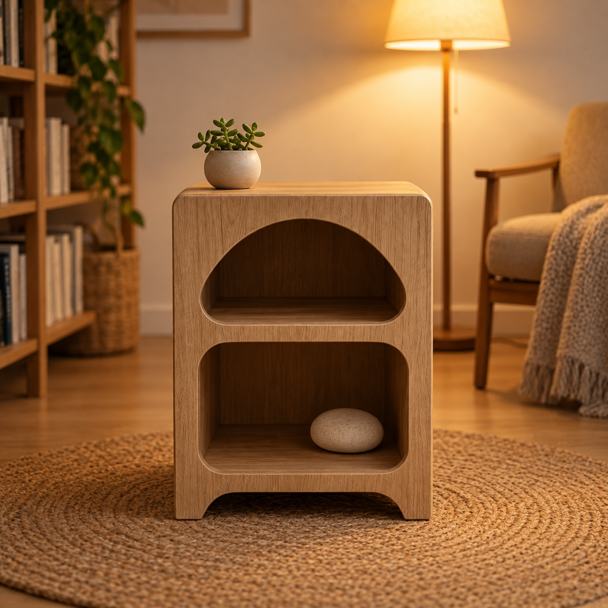 NOOKMONT Arc Duo Open-Shelf Nightstand