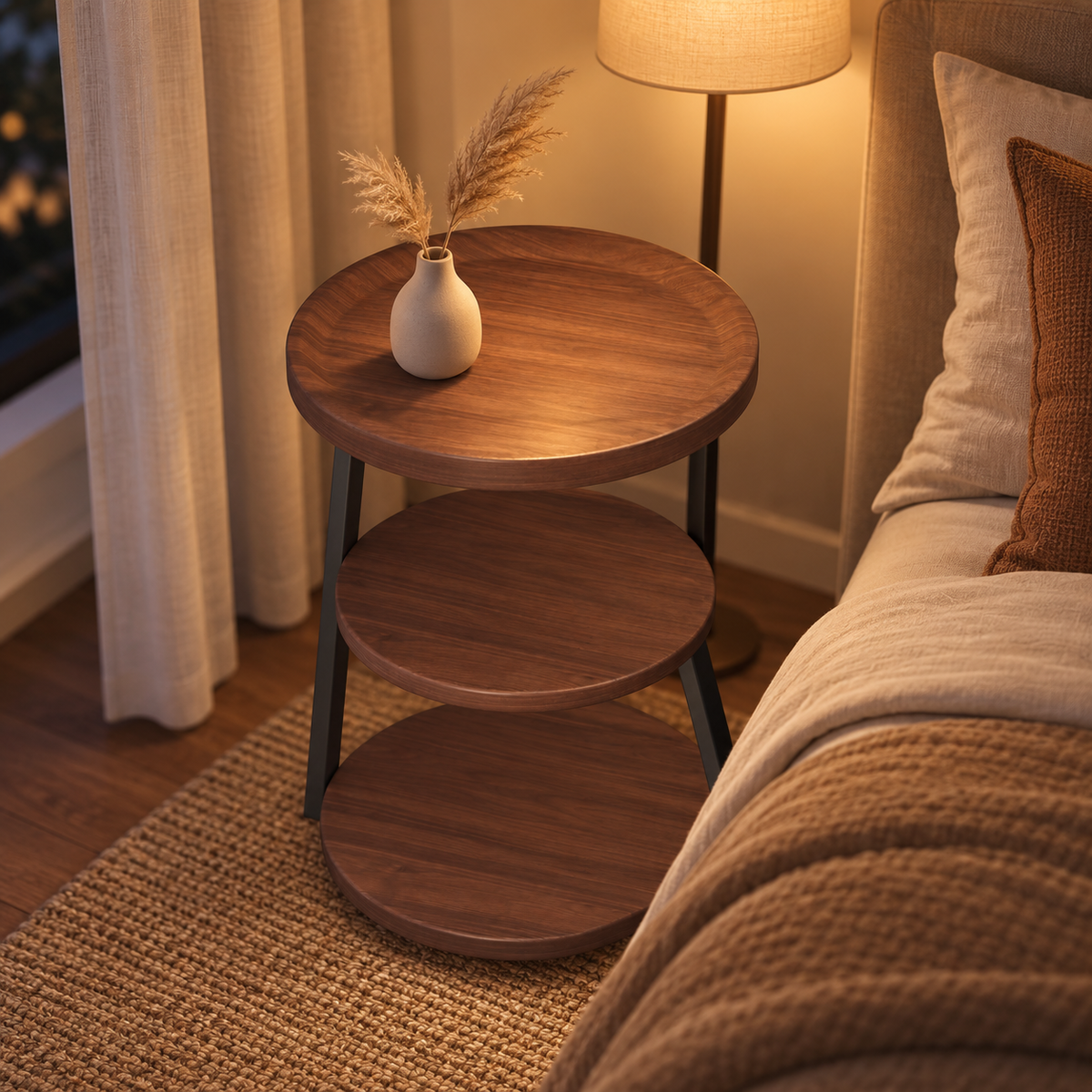 NOOKMONT Frame Round 3-Tier Side Table