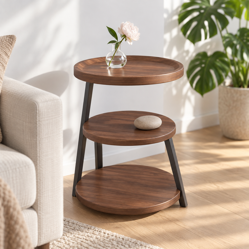 NOOKMONT Frame Round 3-Tier Side Table